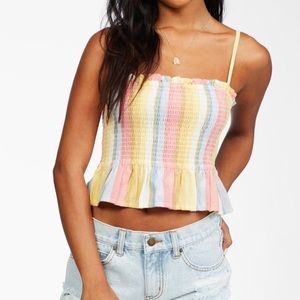 Multi-Stripe Smocked Crop Top